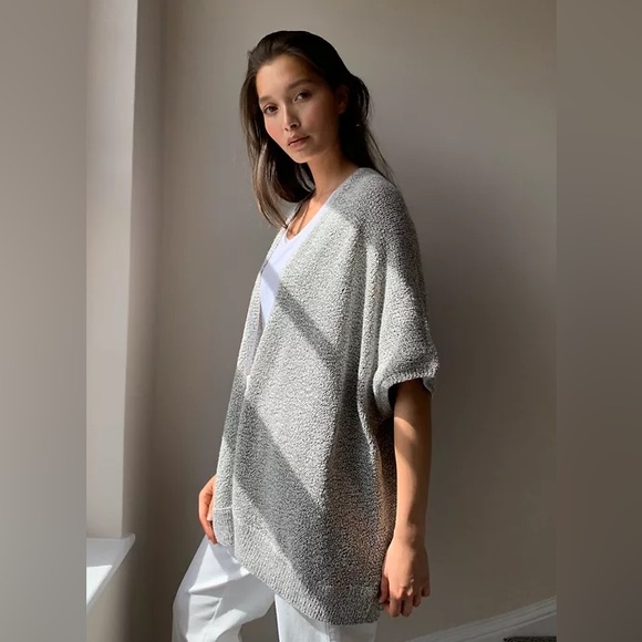 Aritzia Community Grey Marled Sweater Cardigan Cape - Picture 3 of 10